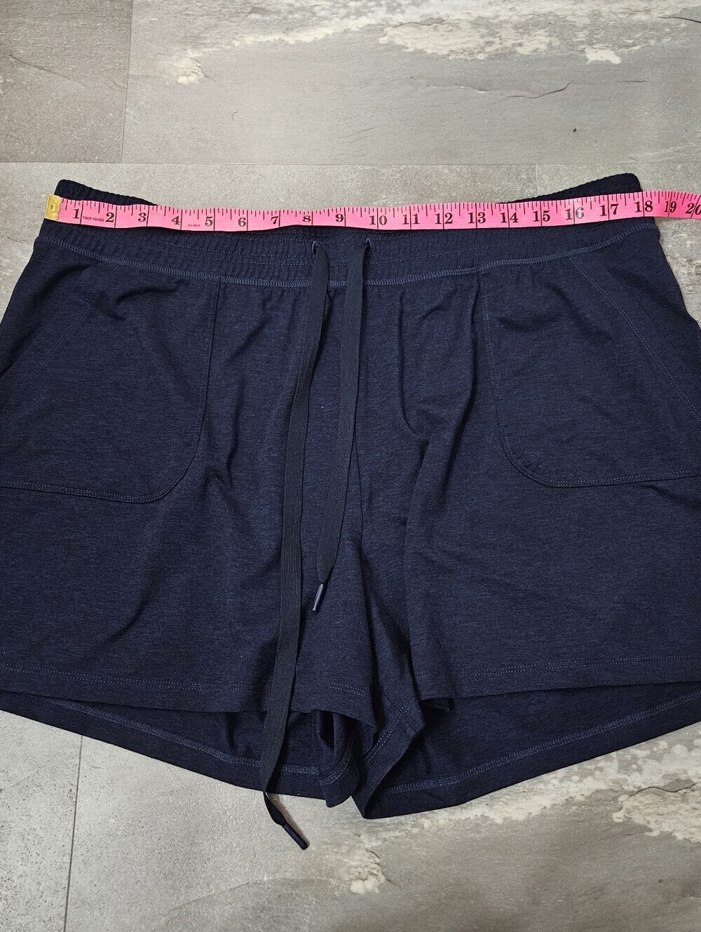 Gap Fit "Brushed Tech Jersey" Athletic Shorts. High Rise. Blue / black. XL, 4". - Picture 6 of 8